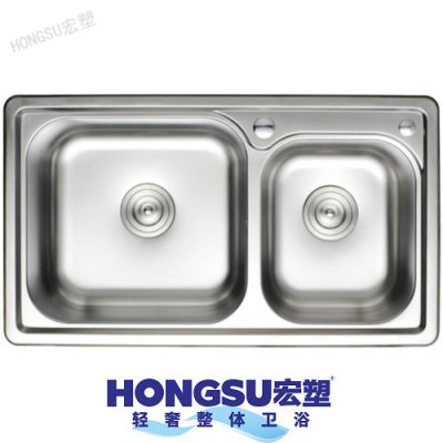 宏塑不锈钢纳米水槽加厚钢盆单盆/双盆（套）